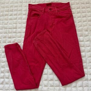 Mother Jeans 25 The Rascal Ankle Jeans Chalk It Up Red ~ Holiday Skinny